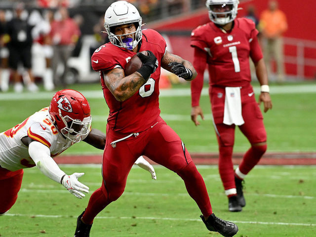 Arizona Cardinals running back James Conner runs with the ball during