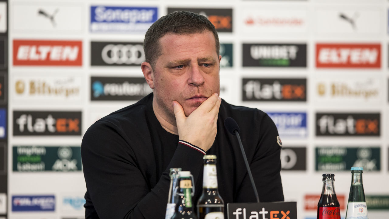 MOENCHENGLADBACH, GERMANY - JANUARY 28: Director of Sport Max Eberl of Borussia Moenchengladbach is seen during a press conference of Borussia Moenchengladbach at Borussia-Park on January 28, 2022 in Moenchengladbach, Germany.