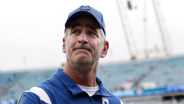 JACKSONVILLE, FL - SEPTEMBER 18: Head Coach Frank Reich of the Indianapolis Colts walks off the field prior to the start of the game against the Jacksonville Jaguars at TIAA Bank Field on September 18, 2022 in Jacksonville, Florida The Jaguars defeated the Colts 24-0.