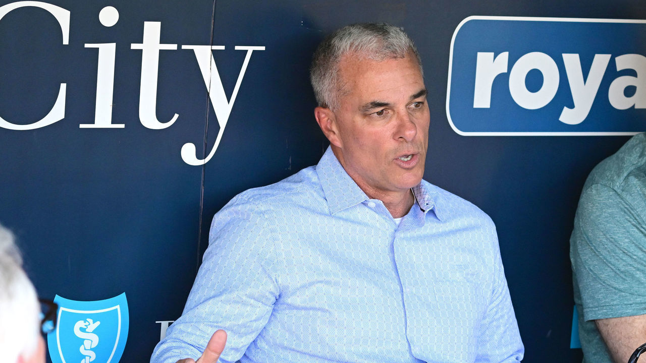 KANSAS CITY, MO - MAY 16: Kansas City Royals president of baseball operations Dayton Moore holds a press conference to announce staff changes before a MLB game between the Chicago White Sox and the Kansas City Royals on May 16, 2022, at Kauffman Stadium, Kansas City, MO. ,
