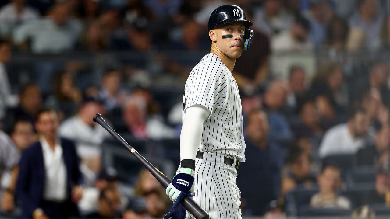 NEW YORK, NEW YORK - SEPTEMBER 21: Aaron Judge #99 of the New York Yankees takes his turn at bat in the seventh inning against the Pittsburgh Pirates at Yankee Stadium on September 21, 2022 in the Bronx borough of New York City.