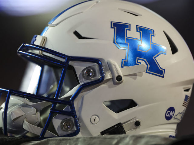GAINESVILLE, FLORIDA - SEPTEMBER 10: A detail view of a Kentucky Wildcats helmet during the second half of a game against the Florida Gators at Ben Hill Griffin Stadium on September 10, 2022 in Gainesville, Florida.