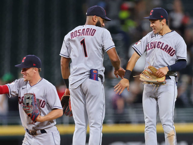 Steven Kwan and Amed Rosario of the Cleveland Guardians celebrate a News  Photo - Getty Images