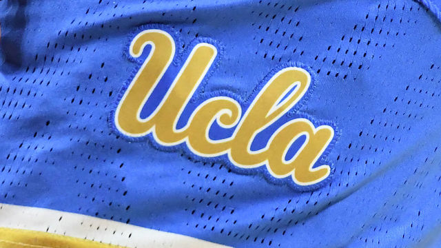 COLLEGE PARK, MD - MARCH 25: The UCLA Bruins logo on a pair of shorts during a NCAA Women's Basketball Tournament - Second Round game against the Maryland Terrapins at the Xfinity Center Center on March 25, 2019 in College Park, Maryland.