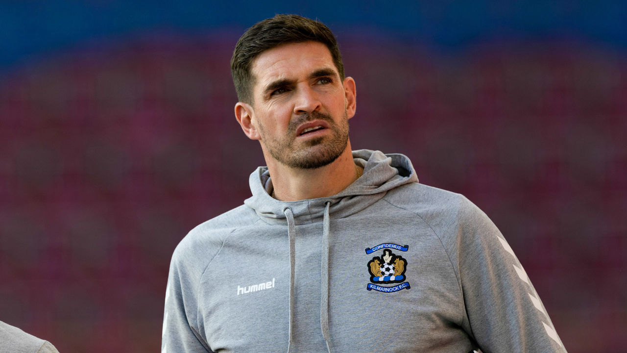 EDINBURGH, SCOTLAND - AUGUST 31: Kilmarnock striker Kyle Lafferty arrives prior to a Premier Sports Cup match between Hearts and Kilmarnock at Tynecastle, on August 31, 2022, in Edinburgh, Scotland.
