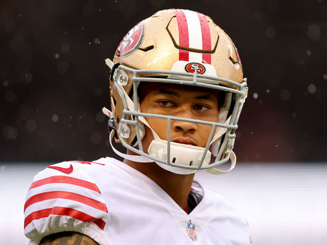 Trey Lance of the San Francisco 49ers warms up before playing the News  Photo - Getty Images