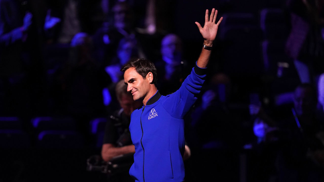 Team Europe's Roger Federer waves to the crowd ahead of day one of the Laver Cup at the O2 Arena, London. Picture date: Friday September 23, 2022.