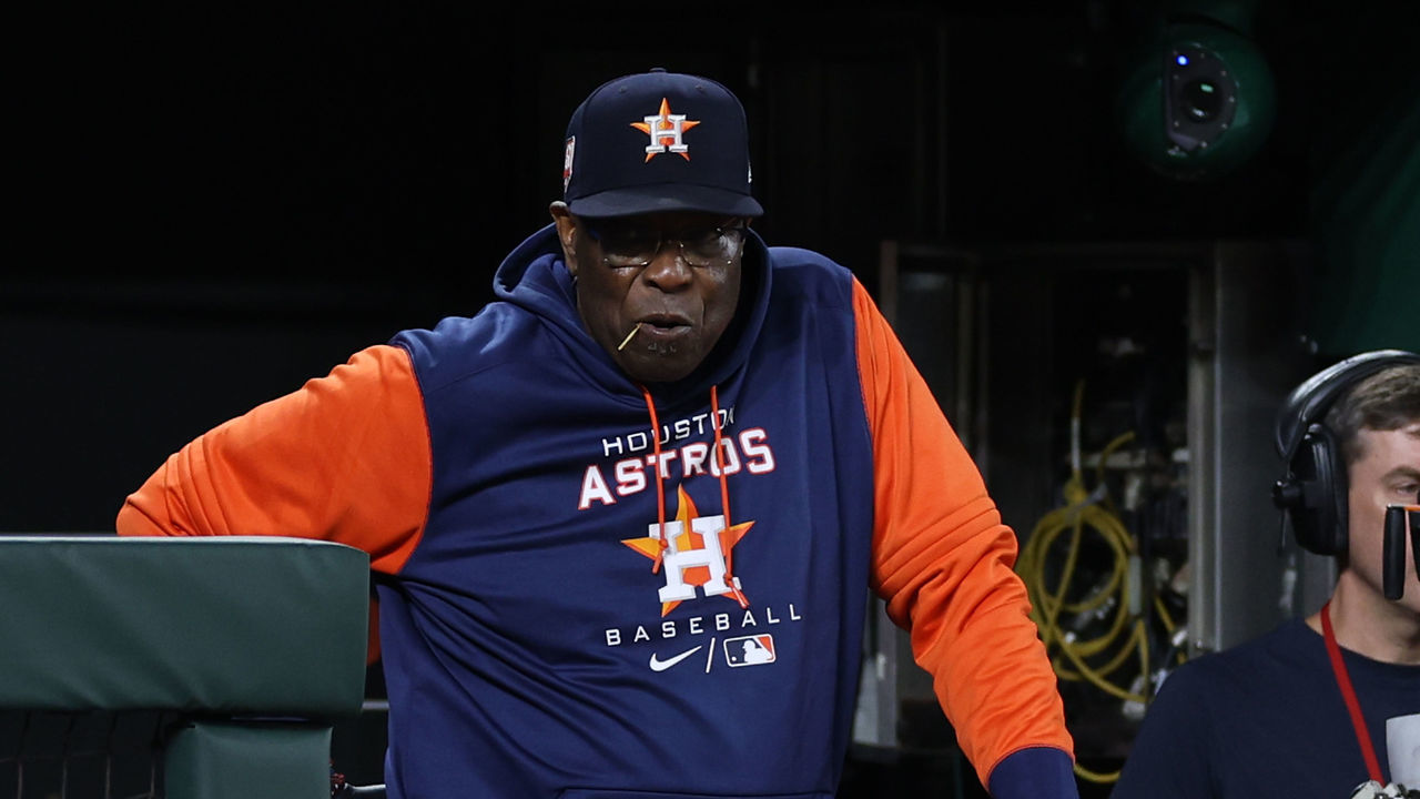 BALTIMORE, MARYLAND - SEPTEMBER 22: Manager Dusty Baker Jr. #12 of the Houston Astros against the Baltimore Orioles at Oriole Park at Camden Yards on September 22, 2022 in Baltimore, Maryland.