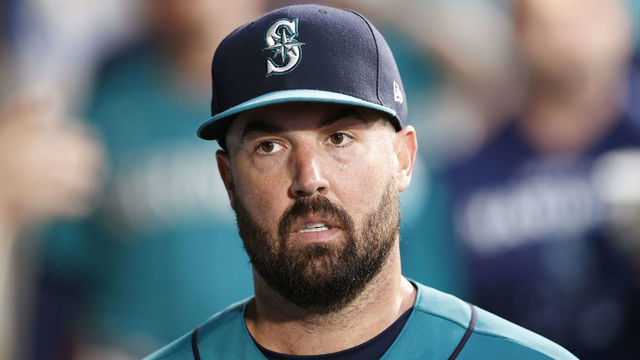 SEATTLE, WASHINGTON - SEPTEMBER 09: Robbie Ray #38 of the Seattle Mariners looks on during the third inning against the Atlanta Braves at T-Mobile Park on September 09, 2022 in Seattle, Washington.