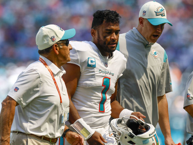 Dolphins' Tagovailoa taken to hospital after head injury, questions raised  about concussion protocol