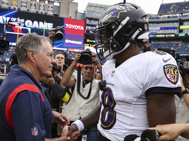 Baltimore Ravens offensive tackle Daniel Faalele plays against the New  England Patriots in the first half of an NFL football game, Sunday, Sept.  25, 2022, in Foxborough, Mass. (AP Photo/Michael Dwyer Stock