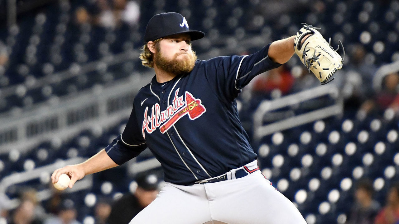 WASHINGTON, DC - SEPTEMBER 26: Bryce Elder #55 of the Atlanta Braves pitches in the first inning against the Washington Nationals at Nationals Park on September 26, 2022 in Washington, DC.