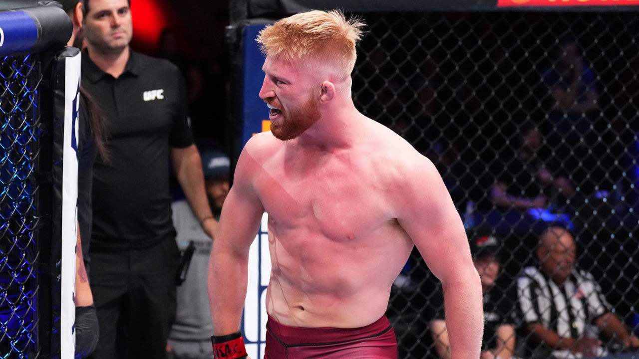 LAS VEGAS, NEVADA - SEPTEMBER 27: Bo Nickal reacts after his submission victory over Donovan Beard in a middleweight fight during Dana White's Contender Series season six, week ten at UFC APEX on September 27, 2022 in Las Vegas, Nevada.