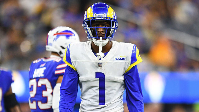 INGLEWOOD, CA - SEPTEMBER 08: Los Angeles Rams wide receiver Allen Robinson (1) looks on during the NFL game between the Buffalo Bills and the Los Angeles Rams on September 8, 2022, at SoFi Stadium in Inglewood, CA.