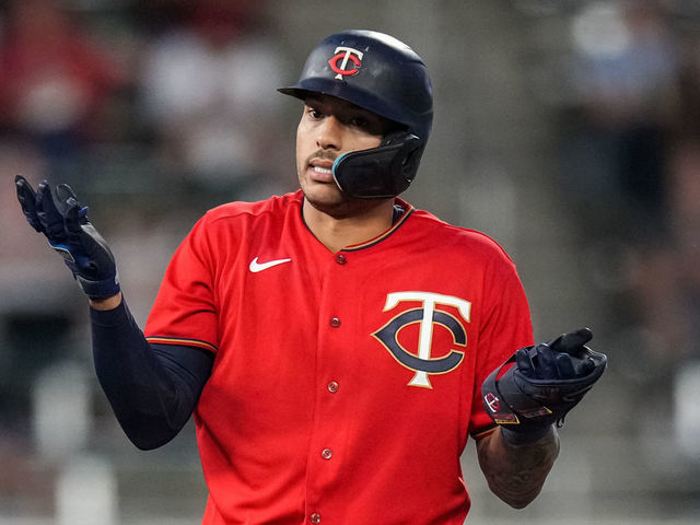 MINNEAPOLIS, MN - SEPTEMBER 13: Carlos Correa #4 of the Minnesota Twins looks on against the Kansas City Royals on September 13, 2022 at Target Field in Minneapolis, Minnesota.