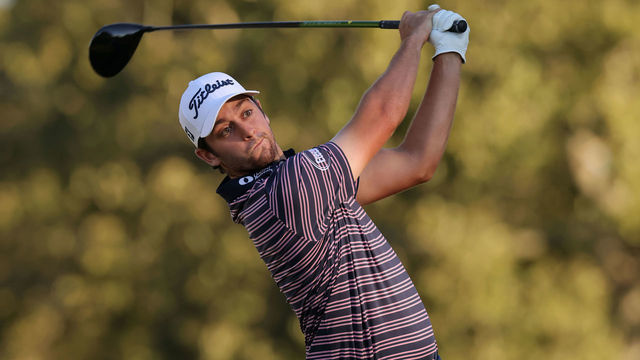 JACKSON, MISSISSIPPI - SEPTEMBER 29: Davis Riley of the United States plays his shot from the 18th tee during the Sanderson Farms Championship at The Country Club of Jackson on September 29, 2022 in Jackson, Mississippi.