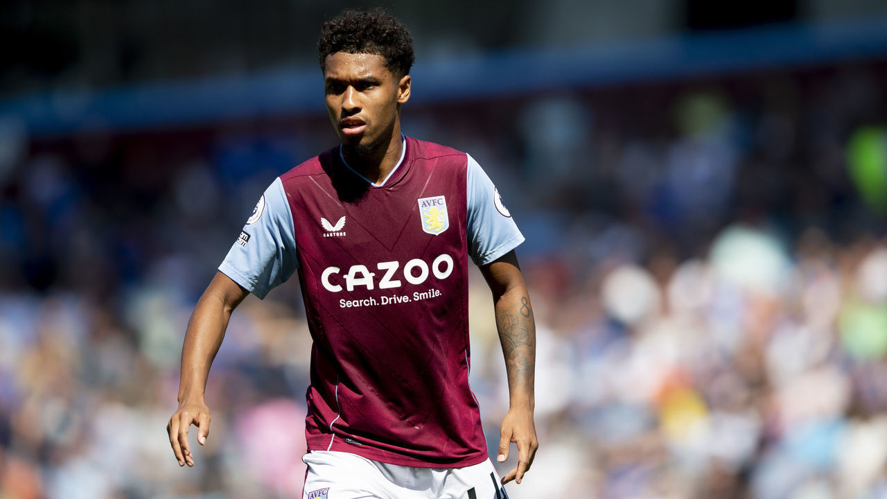 BIRMINGHAM, ENGLAND - AUGUST 13: Boubacar Kamara of Aston Villa in action during the Premier League match between Aston Villa and Everton FC at Villa Park on August 13, 2022 in Birmingham, England.