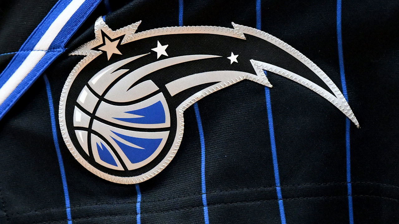 WASHINGTON, DC - MARCH 30: The Orlando Magic logo on their uniform during the game against the Washington Wizards at Capital One Arena on March 30, 2022 in Washington, DC.