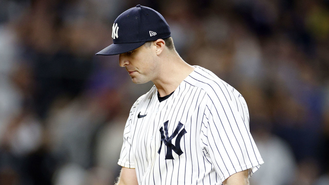 NEW YORK, NEW YORK - SEPTEMBER 22: Clay Holmes #35 of the New York Yankees reacts after pitching during the ninth inning against the Boston Red Sox at Yankee Stadium on September 22, 2022 in the Bronx borough of New York City. The Yankees won 5-4.