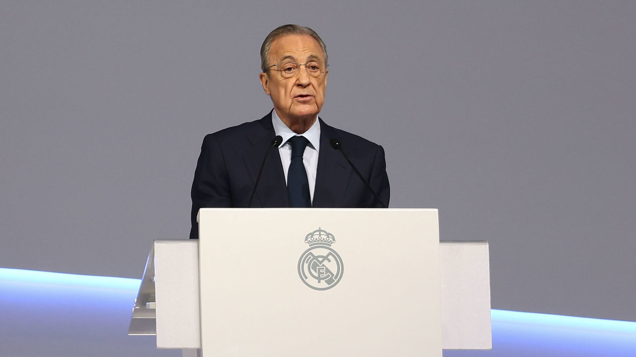 VALDEBEBAS, SPAIN - OCTOBER 02: Florentino Perez, President of Real Madrid, attends during the Ordinary General Assembly of Real Madrid celebrated at Ciudad Deportiva Real Madrid on October 02, 2022, in Valdebebas, Madrid, Spain.