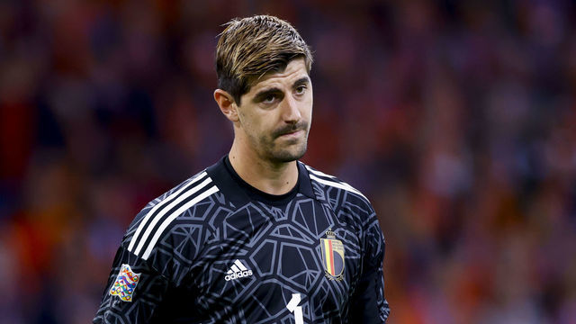 AMSTERDAM, NETHERLANDS - SEPTEMBER 25: goalkeeper Thibaut Courtois of Belgium Looks on during the UEFA Nations League League A Group 4 match between Netherlands and Belgium at Stadium Feijenoord on September 25, 2022 in Amsterdam, Netherlands.