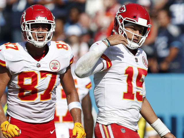 NFL_ Kansas''City''Chiefs''Men Travis Kelce #87 Patrick Mahomes