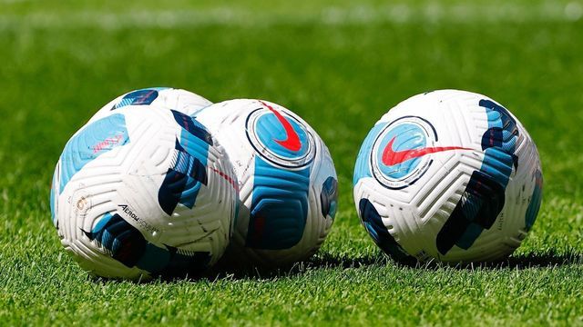 HARRISON, NJ - JUNE 19: A general view of Nike game balls on the field prior to the first half of the NWSL soccer game between NJ/NY Gotham FC and San Diego Wave FC on June 19, 2022 at Red Bull Arena in HArrison, NJ.