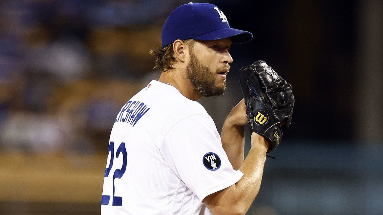 LOS ANGELES, CALIFORNIA - SEPTEMBER 19: Clayton Kershaw #22 of the Los Angeles Dodgers at Dodger Stadium on September 19, 2022 in Los Angeles, California.