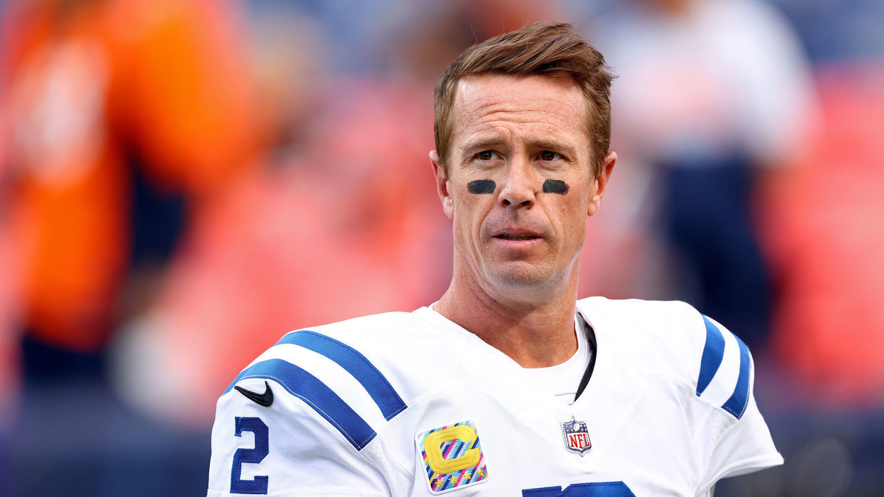 DENVER, COLORADO - OCTOBER 06: Matt Ryan #2 of the Indianapolis Colts looks on during a game against the Denver Broncos at Empower Field At Mile High on October 06, 2022 in Denver, Colorado.