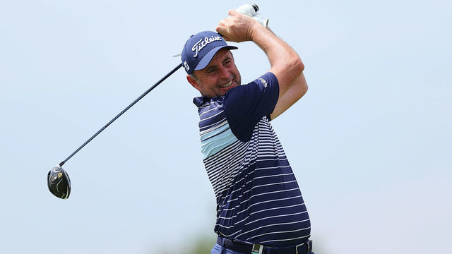 PATHUM THANI, THAILAND - OCTOBER 07: Richard Bland of Cleeks GC plays his shot from the ninth tee during Day One of the LIV Golf Invitational - Bangkok at Stonehill Golf Course on October 07, 2022 in Pathum Thani, Thailand.