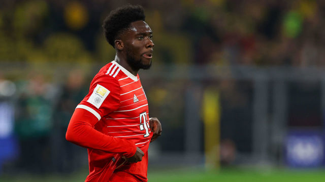 DORTMUND, GERMANY - OCTOBER 8: Alphonso Davies of FC Bayern Munchen looks on during the 1. Bundesliga match between Borussia Dortmund and FC Bayern Munchen at the Signal Iduna Park on October 8, 2022 in Dortmund, Germany