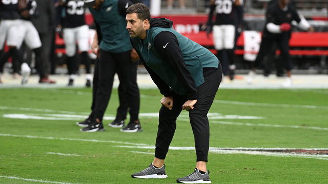 GLENDALE, ARIZONA - OCTOBER 09: Head coach Nick Sirianni of the Philadelphia Eagles prepares for a game against the Arizona Cardinals at State Farm Stadium on October 09, 2022 in Glendale, Arizona.