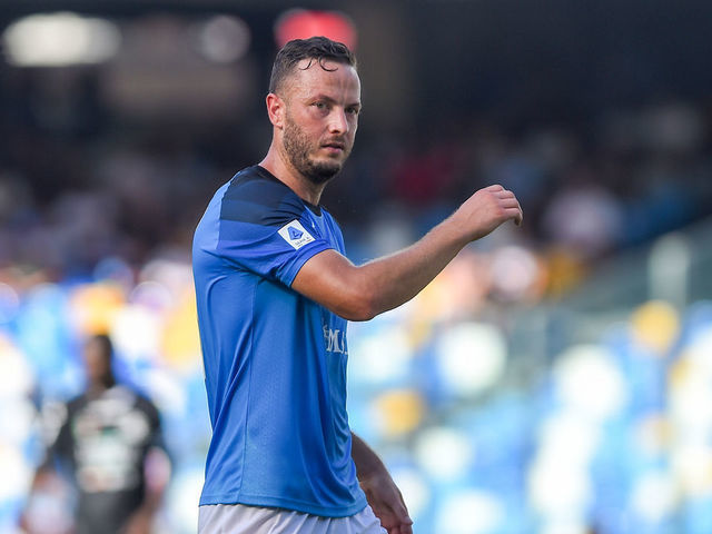 Amir Rrahmani of SSC Napoli during the Serie A match between SSC Napoli and Spezia Calcio at Stadio Diego Armando Maradona Naples Italy on 10 September 2022.