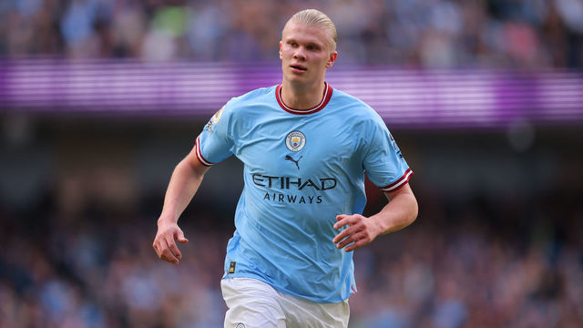 MANCHESTER, ENGLAND - OCTOBER 08: Erling Haaland of Manchester City during the Premier League match between Manchester City and Southampton FC at Etihad Stadium on October 8, 2022 in Manchester, United Kingdom.