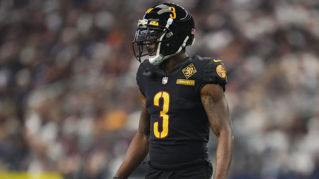 ARLINGTON, TX - OCTOBER 02: William Jackson III #3 of the Washington Commanders looks toward the sideline against the Dallas Cowboys at AT&T Stadium on October 2, 2022 in Arlington, Texas.