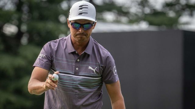 Rickie Fowler of the US reacts during the second round of the Zozo Championship golf tournament at the Accordia Golf Narashino Country Club in Inzai, Chiba prefecture on October 14, 2022.