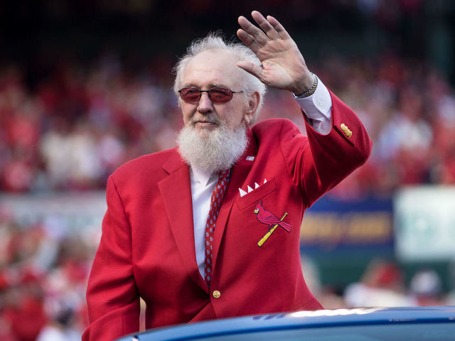 ST. LOUIS, MO - APRIL 05: Former St. Louis Cardinals and Hall of Fame Bruce Sutter waves to the crowd during the 2018 home opener game between the St. Louis Cardinals and the Arizona Diamondbacks on April 05, 2018 at Bush Stadium in Saint Louis Mo.