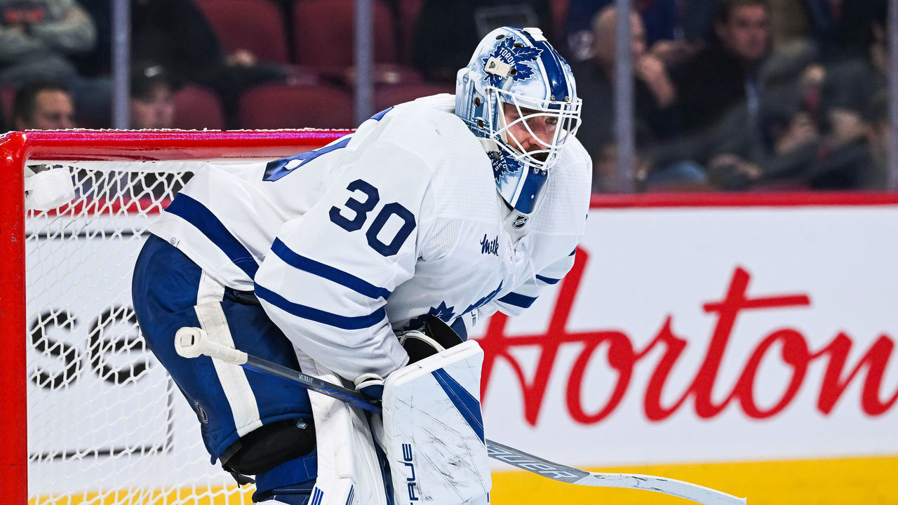 MONTREAL, QC - OCTOBER 12: Toronto Maple Leafs goalie Matt Murray (30) waits for a face-off during the Toronto Maple Leafs versus the Montreal Canadiens game on October 12, 2022, at Bell Centre in Montreal, QC
