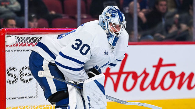 MONTREAL, QC - OCTOBER 12: Toronto Maple Leafs goalie Matt Murray (30) waits for a face-off during the Toronto Maple Leafs versus the Montreal Canadiens game on October 12, 2022, at Bell Centre in Montreal, QC