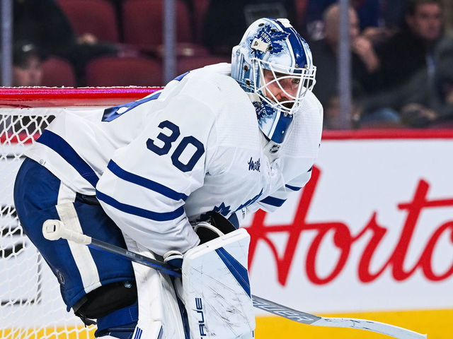 MONTREAL, QC - OCTOBER 12: Toronto Maple Leafs goalie Matt Murray (30) waits for a face-off during the Toronto Maple Leafs versus the Montreal Canadiens game on October 12, 2022, at Bell Centre in Montreal, QC