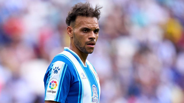 BARCELONA, SPAIN - SEPTEMBER 10: Martin Braithwaite of RCD Espanyol looks on during the LaLiga Santander match between RCD Espanyol and Sevilla FC at RCDE Stadium on September 10, 2022 in Barcelona, Spain.