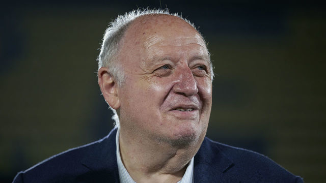 VILLARREAL, SPAIN - MAY 27: Jose Manuel Llaneza, Vice President of Villarreal CF celebrates during the victory ceremony after winning the UEFA Europa League final against Manchester United in Gdansk on May 27, 2021 in Villarreal, Spain.