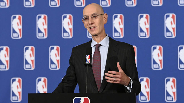 NEW YORK - SEPTEMBER 14: NBA Commissioner Adam Silver addresses the media during a press conference after the Board of Governors Meeting on September 14, 2022 at the St. Regis Hotel in New York City. NOTE TO USER: User expressly acknowledges and agrees that, by downloading and/or using this photograph, user is consenting to the terms and conditions of the Getty Images License Agreement. Mandatory Copyright Notice: Copyright 2022 NBAE