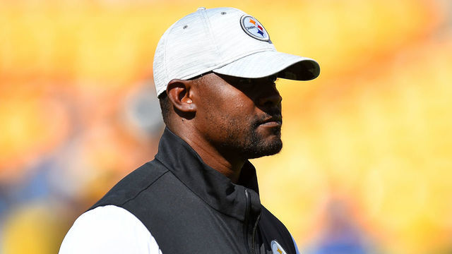 PITTSBURGH, PA - AUGUST 28: Assistant coach Brian Flores of the Pittsburgh Steelers looks on during warmups prior to the game against the Detroit Lions at Acrisure Stadium on August 28, 2022 in Pittsburgh, Pennsylvania.