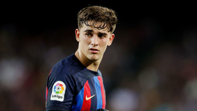 BARCELONA, SPAIN - OCTOBER 20: Gavi of FC Barcelona during the La Liga Santander match between FC Barcelona v Villarreal at the Spotify Camp Nou on October 20, 2022 in Barcelona Spain