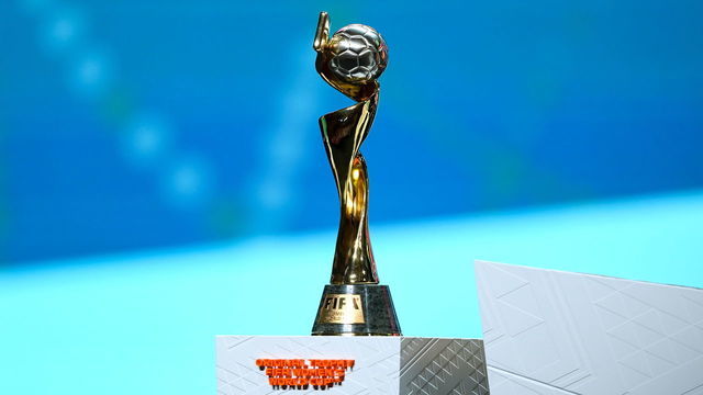 AUCKLAND, NEW ZEALAND - OCTOBER 22: The FIFA Women's World Cup Winner's Trophy during the FIFA Women's World Cup 2023 Final Draw at the Aotea Centre on October 22, 2022 in Auckland, New Zealand.