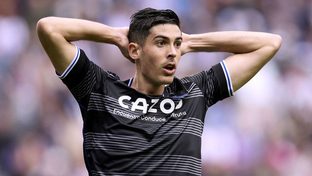 VALLADOLID, SPAIN - OCTOBER 22: Carlos Fernandez of Real Sociedad react during the LaLiga Santander match between Real Valladolid CF and Real Sociedad at Estadio Municipal Jose Zorrilla on October 22, 2022 in Valladolid, Spain.