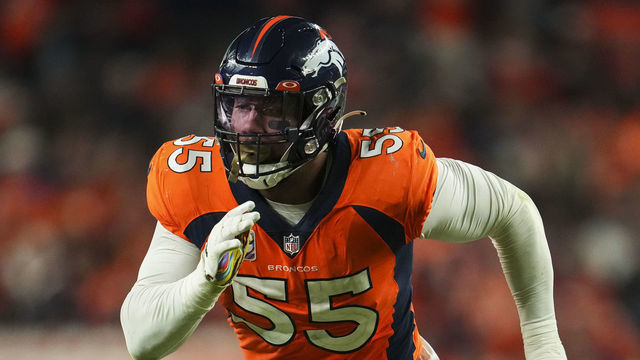 DENVER, CO - OCTOBER 06: Bradley Chubb #55 of the Denver Broncos defends against the Indianapolis Colts at Empower Field at Mile High on October 6, 2022 in Denver, Texas.