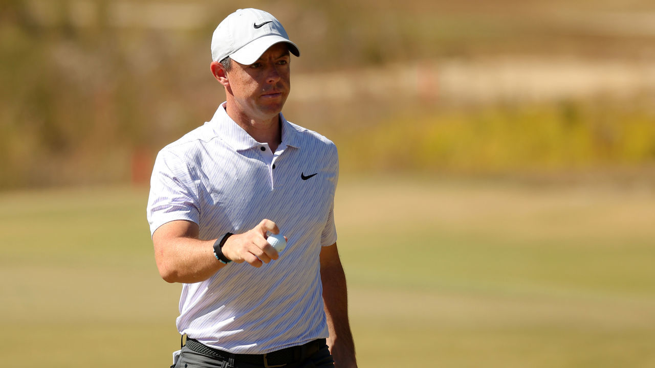 RIDGELAND, SOUTH CAROLINA - OCTOBER 23: Rory McIlroy of Northern Ireland reacts to his putt on the third green during the final round of the CJ Cup at Congaree Golf Club on October 23, 2022 in Ridgeland, South Carolina.