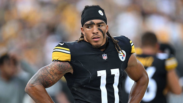PITTSBURGH, PA - SEPTEMBER 18: Chase Claypool #11 of the Pittsburgh Steelers looks on during the game against the New England Patriots at Acrisure Stadium on September 18, 2022 in Pittsburgh, Pennsylvania.